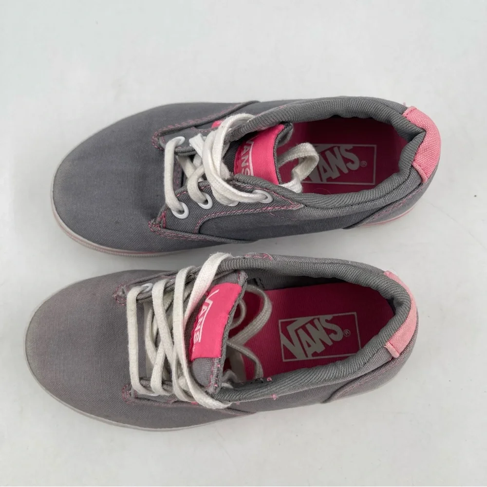 Vans Girl’s Atwood Off the Wall Grey Pink Cushioned Tongue Canvas Sneaker-SZ 11C